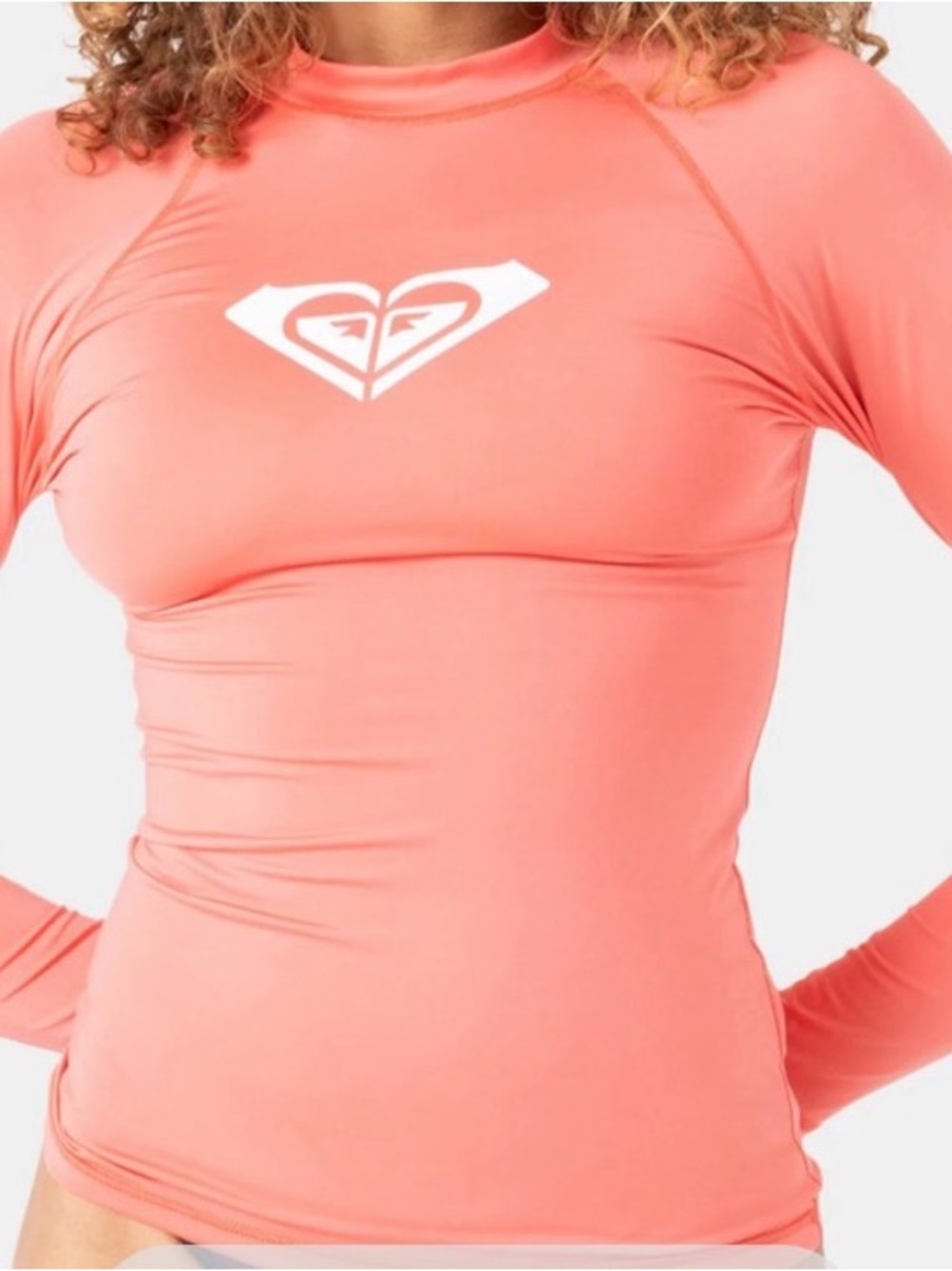 Roxy Long Sleeve Rash Guard in Coral